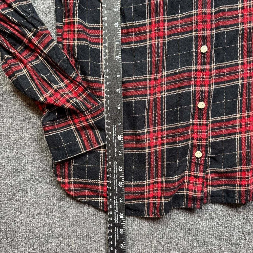 Tommy‎ Hilfiger Flannel Shirt Mens Small Red Black Plaid Button Down Long Sleeve